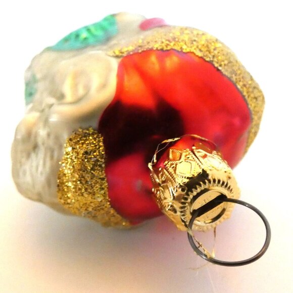 Vintage Blown Glass Elephant Ornament Silver Red Green Gold Glitter West Germany - Picture 6 of 7